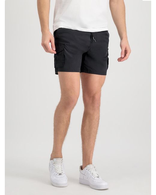 Alpha Industries Men's Nylon Cargo Jogger Short - Black - Casual Shorts