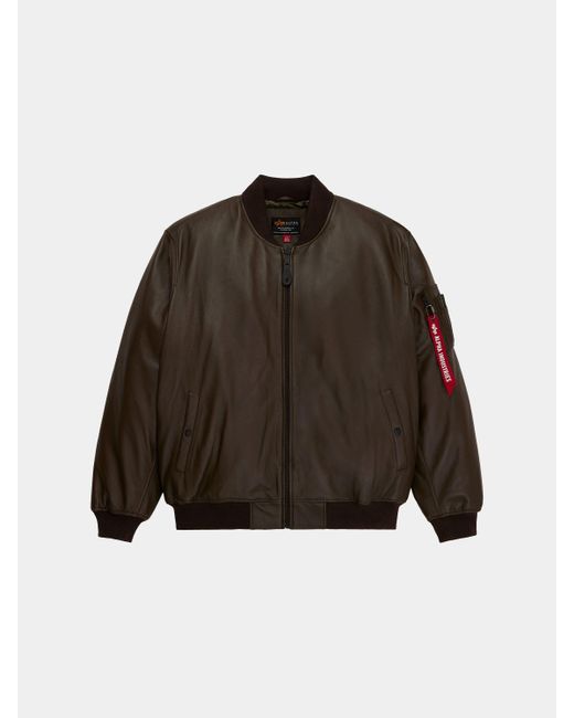 Alpha Industries Brown Leather Ma-1 Flight Jacket
