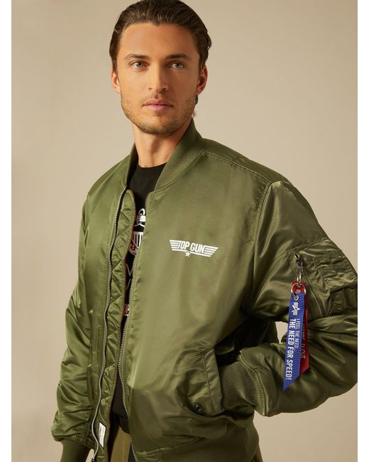 Alpha Industries Alpha X Top Gun Ma1 Bomber Jacket in Sage (Green) for