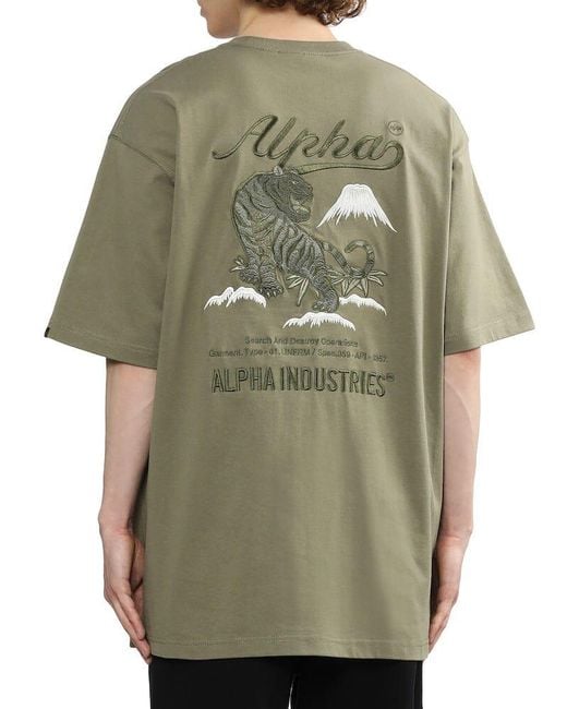 Alpha Industries Green Unfrm Tiger Short Sleeve Tee for men