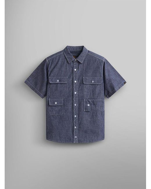 Alpha Industries Blue Short Sleeve Multi Pocket Shirt for men