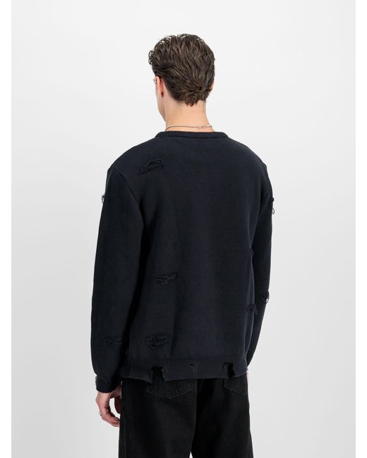 Alpha Industries Black Distressed Logo Pullover