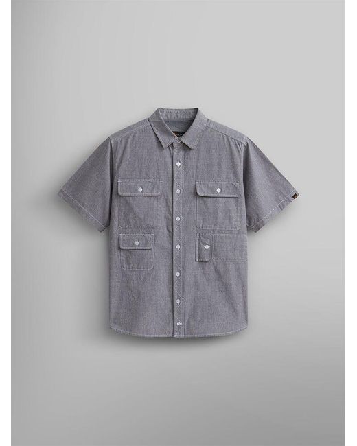 Alpha Industries Gray Short Sleeve Multi Pocket Shirt for men