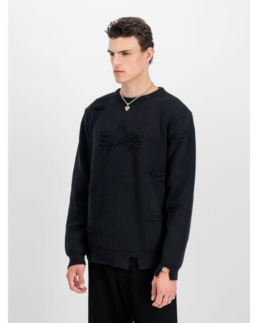 Alpha Industries Black Distressed Logo Pullover