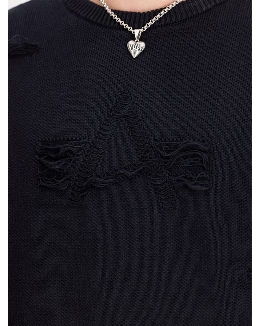 Alpha Industries Black Distressed Logo Pullover