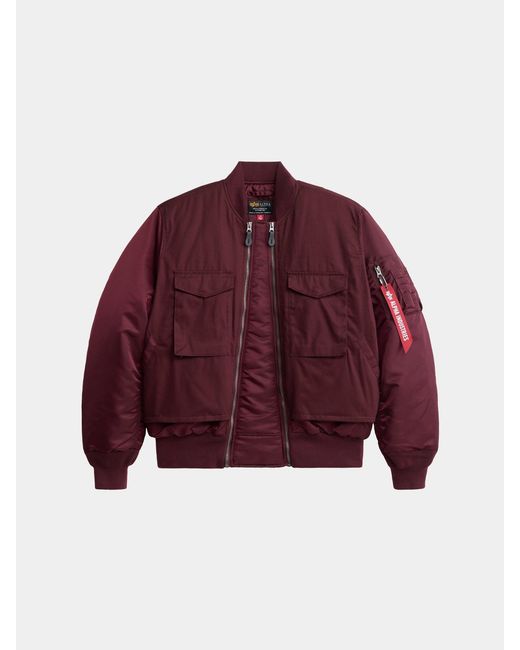 Alpha Industries Ma-1 Mixed Cotton Flight Jacket in Red for Men | Lyst
