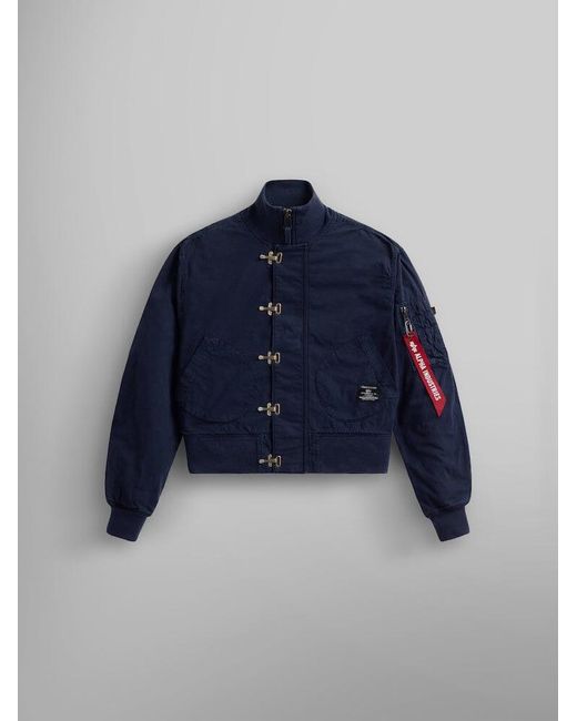 Alpha Industries Blue Women's Cropped Us Navy Deck Hooked Mod Jacket