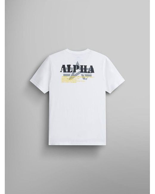 Alpha Industries Gray Alpha Stencil T-shirt (white) for men