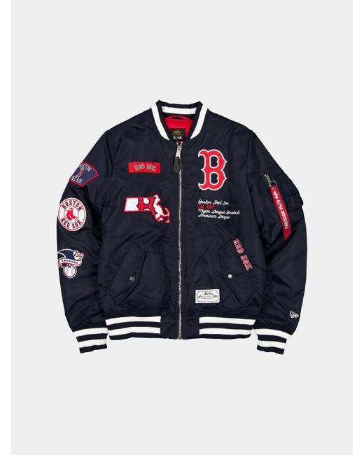 Alpha Industries Blue Boston Red Sox X Alpha X New Era Ma-1 Bomber Jacket for men
