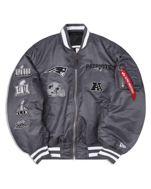 Alpha Industries New England Patriots X Alpha X New Era Ma1 Bomber Jacket in Gray Lyst