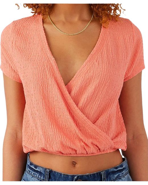 O'neill Sportswear Orange Savanna Short Sleeve Knit Sweater