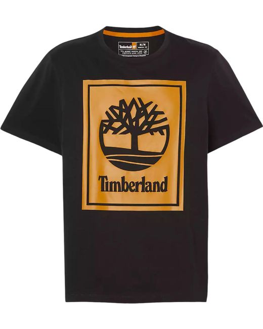 Timberland Black Classic Short Sleeve Logo Stack T for men