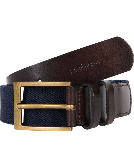 Barbour Blue Albyn Leather Webbing Belt for men