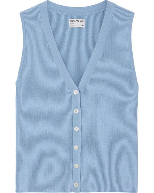 Frank And Oak Blue Button Up Sweater Vest