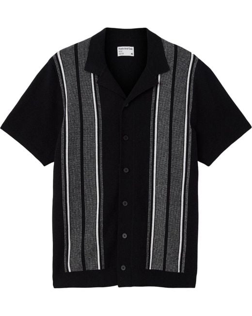 Frank And Oak Black Striped Short Sleeve Sweater Shirt