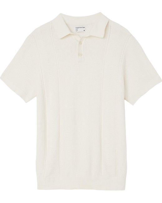 Frank And Oak White Short Sleeve Polo Sweater