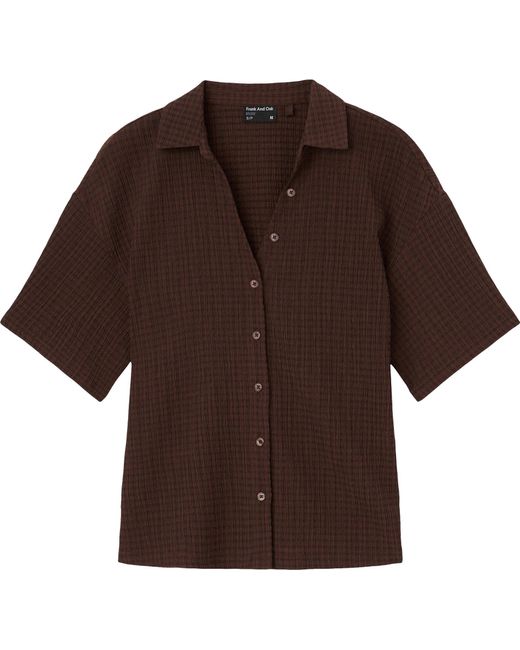 Frank And Oak Brown Crinkle Textured Blouse