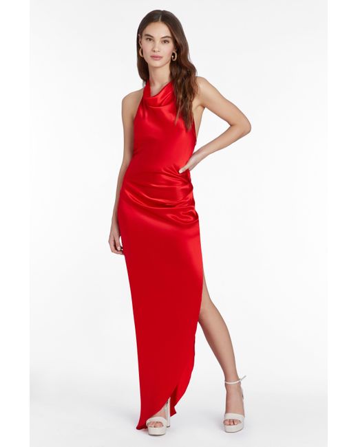 Amanda Uprichard Elektra Silk Gown in Red | Lyst