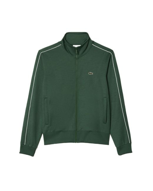 Lacoste Green Regular Fit Long Full Zip Collared Sweatshirt W/single Stripe Sleeve Detailing Mm for men