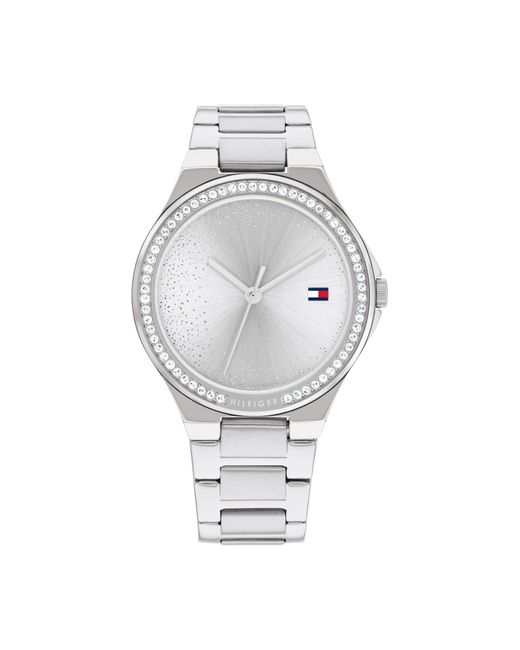 Tommy Hilfiger Gray Sparkling 3h Wristwatch For Her - Feminine Crystal Embellishments - Water-resistant Up To 3 Atm/30 Meters - Premium Fashion For