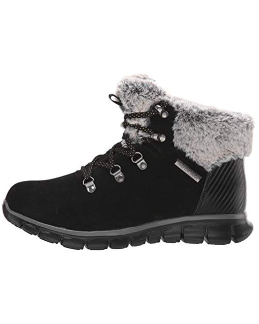 Skechers Synergy Short Waterproof Lace Up Boot With Fur Cuff