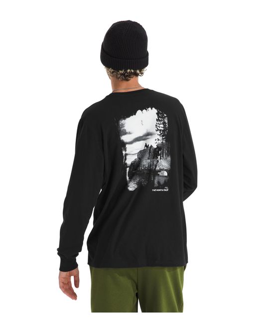 The North Face Evolution Nature Exposure Long-sleeve Tee | Cotton Shirt With Classic Logo & Graphic Tnf Black for men