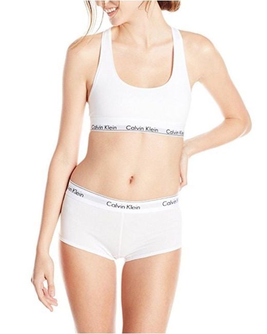 Calvin Klein White Modern Cotton Bralette And Boyshort Set