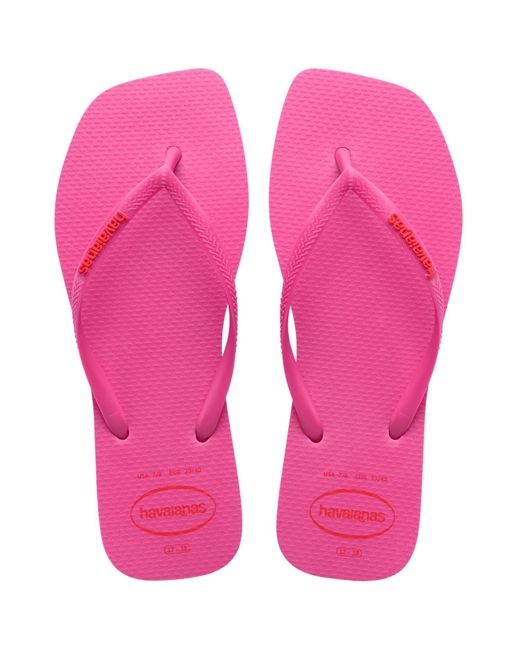 Havaianas Pink Slim Square Logo Pop Up Sandals
