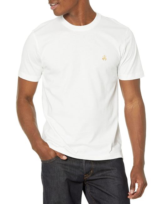 Brooks Brothers White Short Sleeve Cotton Crew Neck Logo T-shirt for men