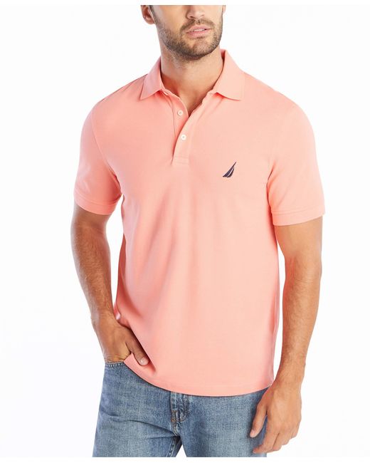 Nautica Orange Short Sleeve Solid Stretch Cotton Pique Polo Shirt for men