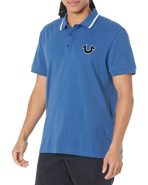 True Religion Blue Short Sleeve Jv7 Polo for men