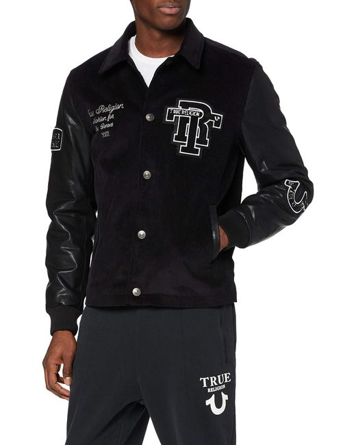 True Religion Black Western Varsity Jacket for men