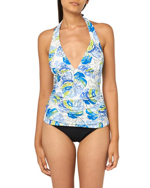 Tommy Hilfiger Blue Printed Comfortable Halter Tankini Top