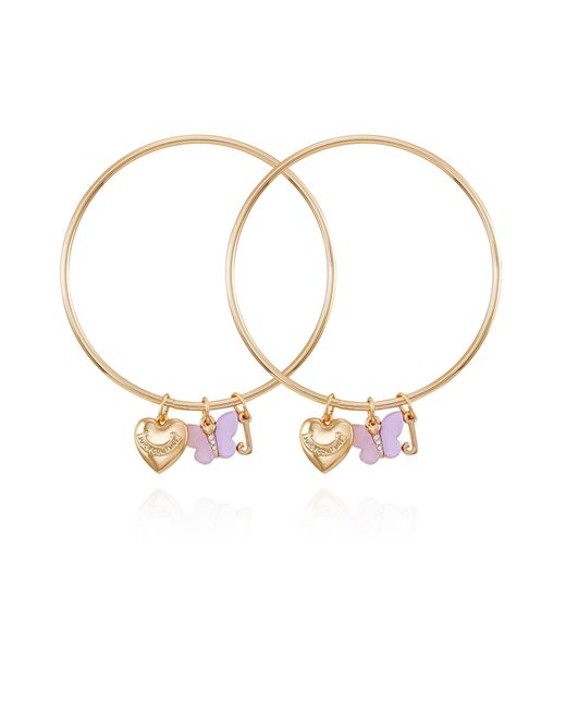 Juicy Couture Metallic Goldtone Heart Butterfly Bangle Bracelet