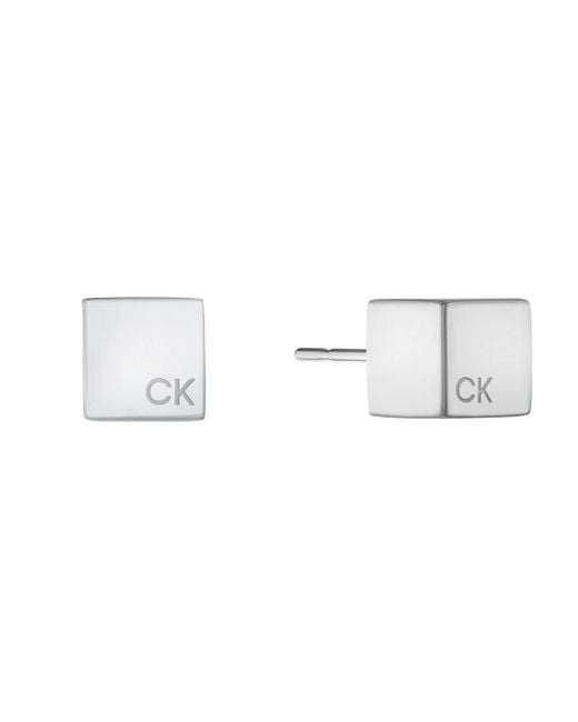 Calvin Klein Jewelry Sculpted Cube Stud Earrings Color: Silver in Black |  Lyst