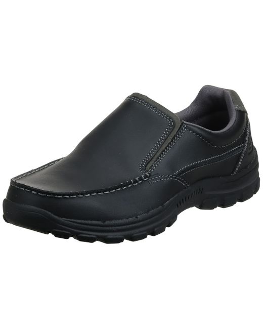 Skechers Braverrayland Slipon Loafer in Black Leather (Black) for Men