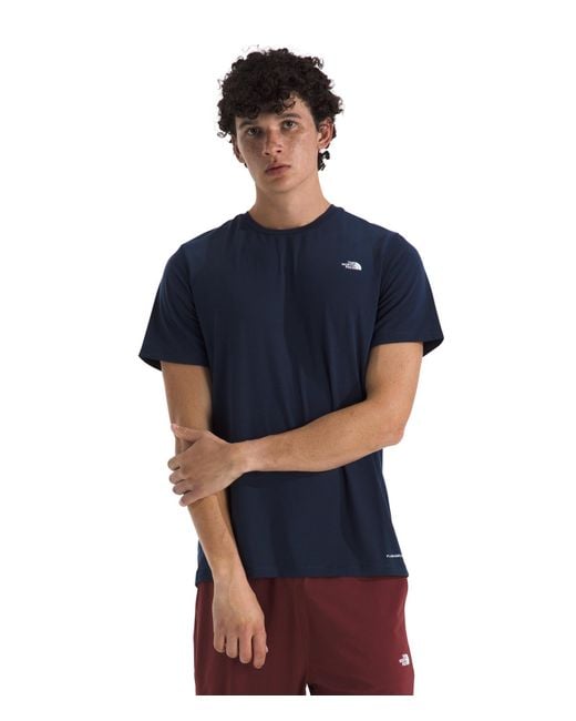 The North Face Blue Adventure Tee | Lightweight & Stretchy Shirt With Set-in Sleeves & Heat Transfer Logo for men