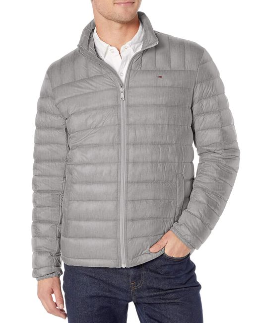 Tommy Hilfiger Gray Lightweight Water Resistant Packable Down Puffer Jacket for men