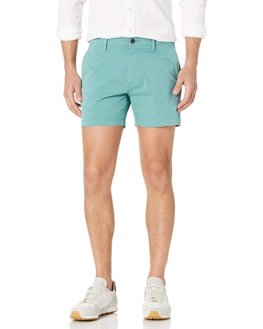Amazon Essentials Blue Slim-fit 5" Flat-front Comfort Stretch Chino Short for men