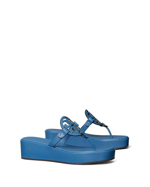 Tory Burch Miller Wedge 25mm Dark Blue Azure 8 Medium