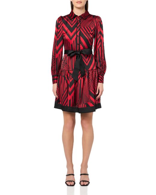 Karl Lagerfeld Paris Button Front Long Sleeve Collared Shirt Dress