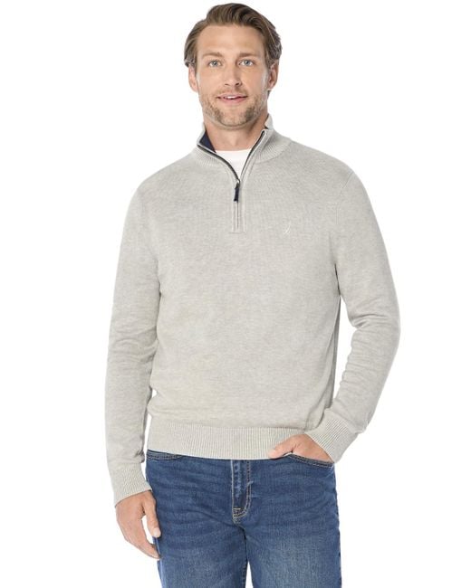 Pull à fermeture éclair 1/4 pour homme Nautica pour homme en coloris Gray