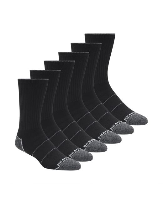 Skechers Black 6 Pack Work Crew Socks for men