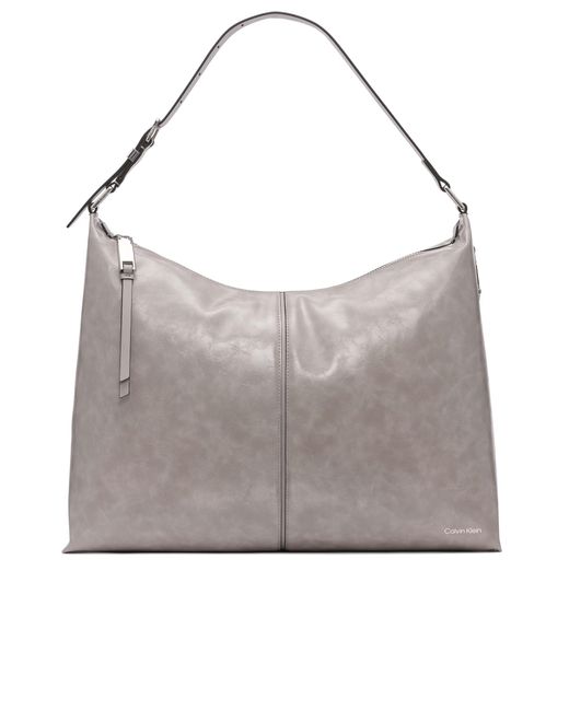Calvin Klein Gray Max Top Zip Hobo Shoulder Bag