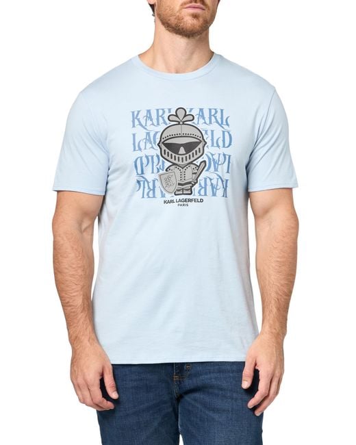 Karl Lagerfeld Blue Paris Pullover Short Sleeve Knight Karl Graphic T-shirt for men