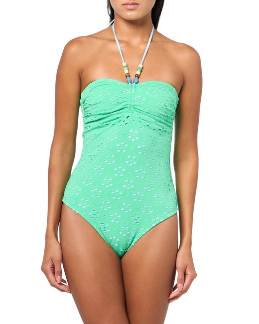 Shoshanna Green Standard Eyelet Cinched One Piece