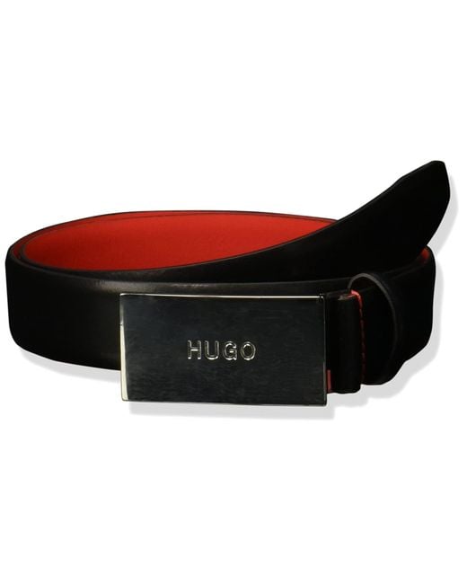 Clothing, Shoes & Jewelry HUGO by Hugo Boss Mens Baldwin Plaque Leather  Belt Accessories Contemporary & Designer originsofwhiskey.com