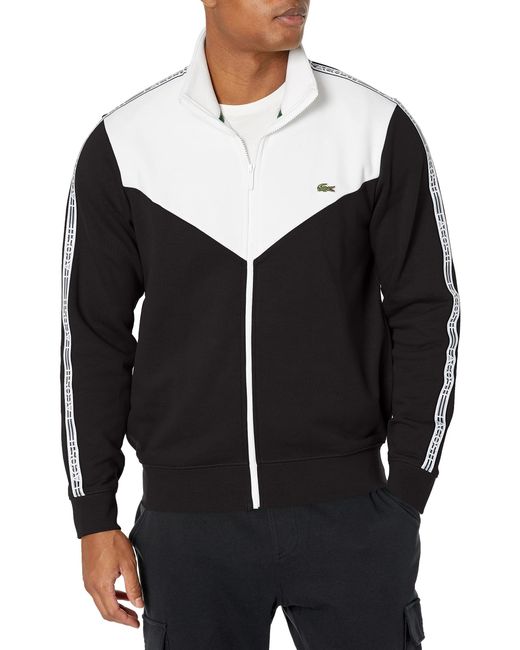 Lacoste Black Full Zip Taping Track Sweatshirt for men