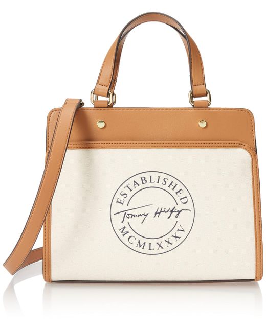 Tommy Hilfiger Quinn Satchel Bag in Natural Lyst