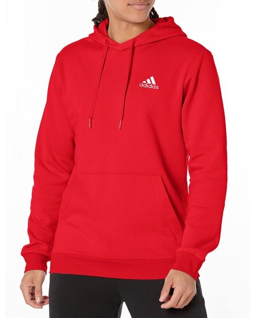 Adidas Red Essentials Fleece Hoodie for men